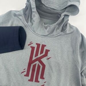 Nike Pullover Hoodie Kyrie Irving Graphic Two-Tone Gray Navy Mens L Kangaroo